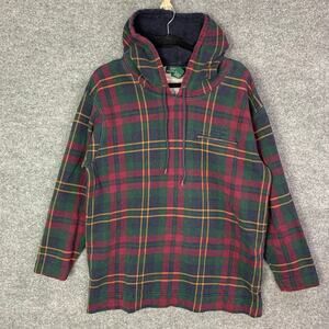 Vintage Lauren Ralph Lauren Hooded Plaid Sweatshirt Hoodie Mens Size Small